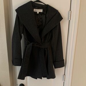 Trina Turk Charcoal Belted Trench Coat